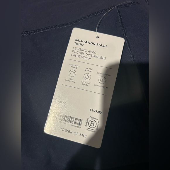 NWT Athleta 1X salutation stash tight navy - Picture 6 of 7